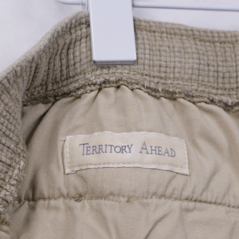 TERRITORY AHEAD Textured Waffle Weave Cotton‎ Pants Drawstring Beige Mens Sz XXL